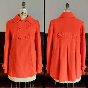 EUC Orange Double-breasted A-line Swing Coat Jacket Small Petit Veste